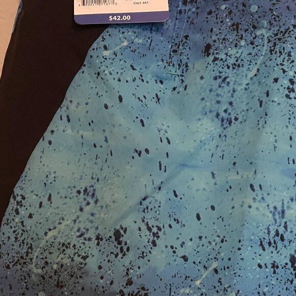 Loco Skailz, Size 32, Mens Swim Trunks, With Underwater Pattern Blue and Black - Picture 7 of 10